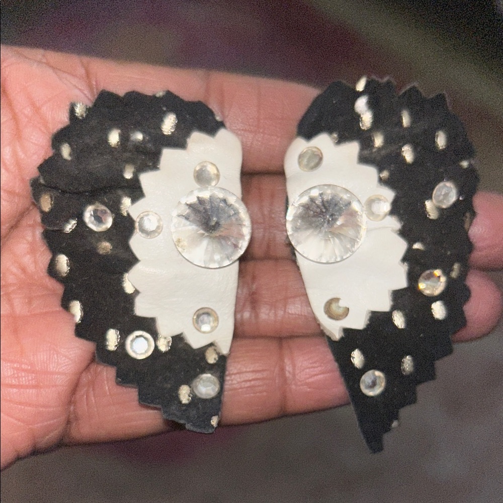 Vintage Black and Cream Wing Earrings